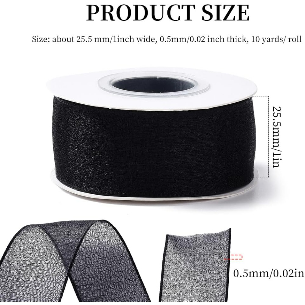 1Inch Black Organza Ribbon Wir - đánh giá và giá Organza Ribbon Spool