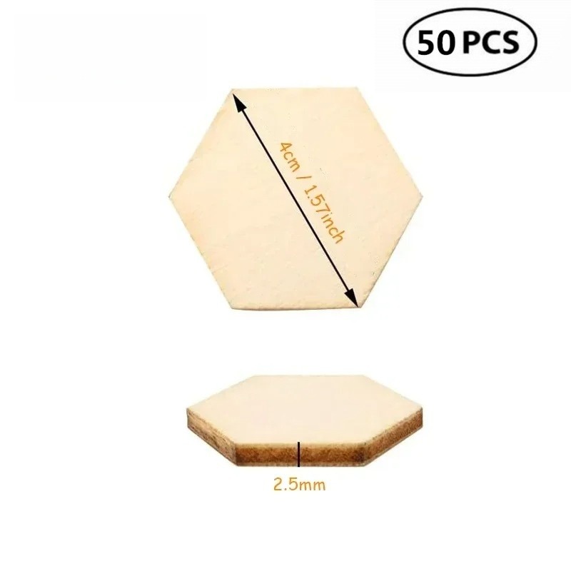 50PCS 4CM Unfinished Wood Hexa - đánh giá và giá Embellish Craft
