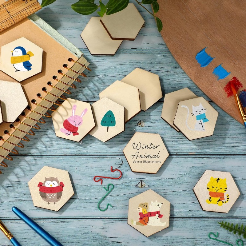 50PCS 4CM Unfinished Wood Hexa - đánh giá và giá Embellish Craft