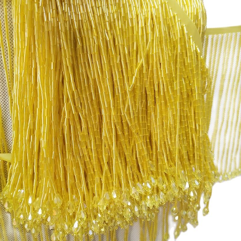 6 inches Wide Bugle Beads Crys - đánh giá và giá Beaded Trim Fringe