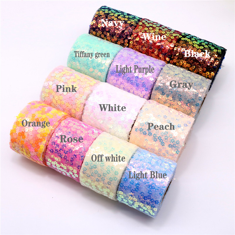 8cm 10cm 10 Yards Glitter Sequ - đánh giá và giá Organza Ribbon Spool